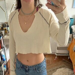 BDG Cream Waffle Knit Thermal long sleeve